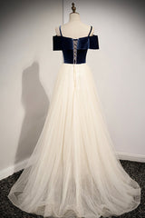 Prom Dresses Suits Ideas, A-Line Off the Shoulder Long Prom Dresses, Champagne Evening Dresses