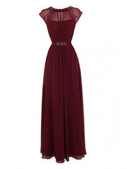 Wedding Dresses Under102, Elegant Burgundy Long Chiffon Bridesmaid Dress Wedding Party Dress