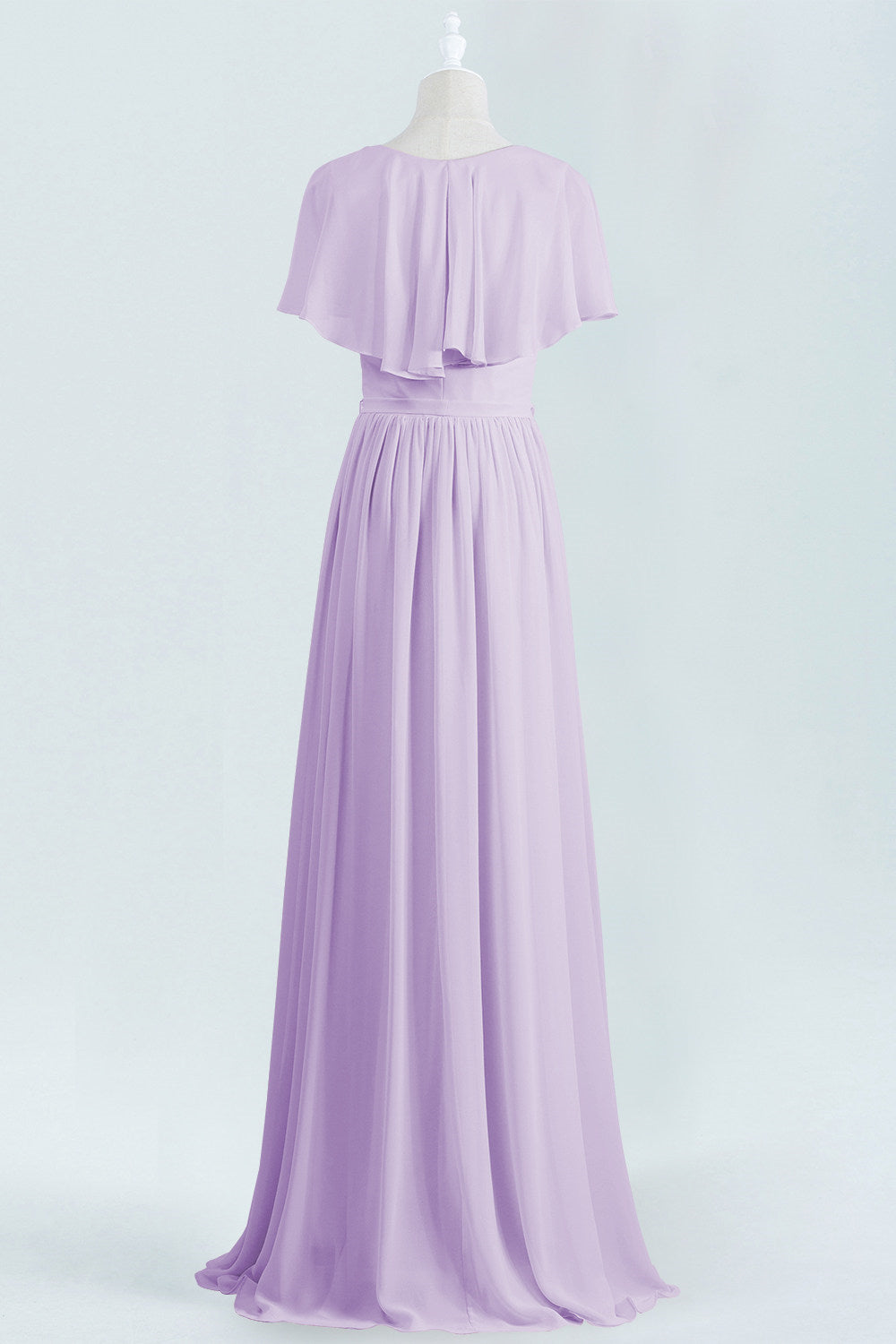 Party Dress Ball, Lavender Faux Wrap Ruffles Long Bridesmaid Dress