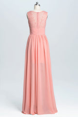 Homecoming Dress 2039, Coral A-line Chiffon Empire Long Bridesmaid Dress