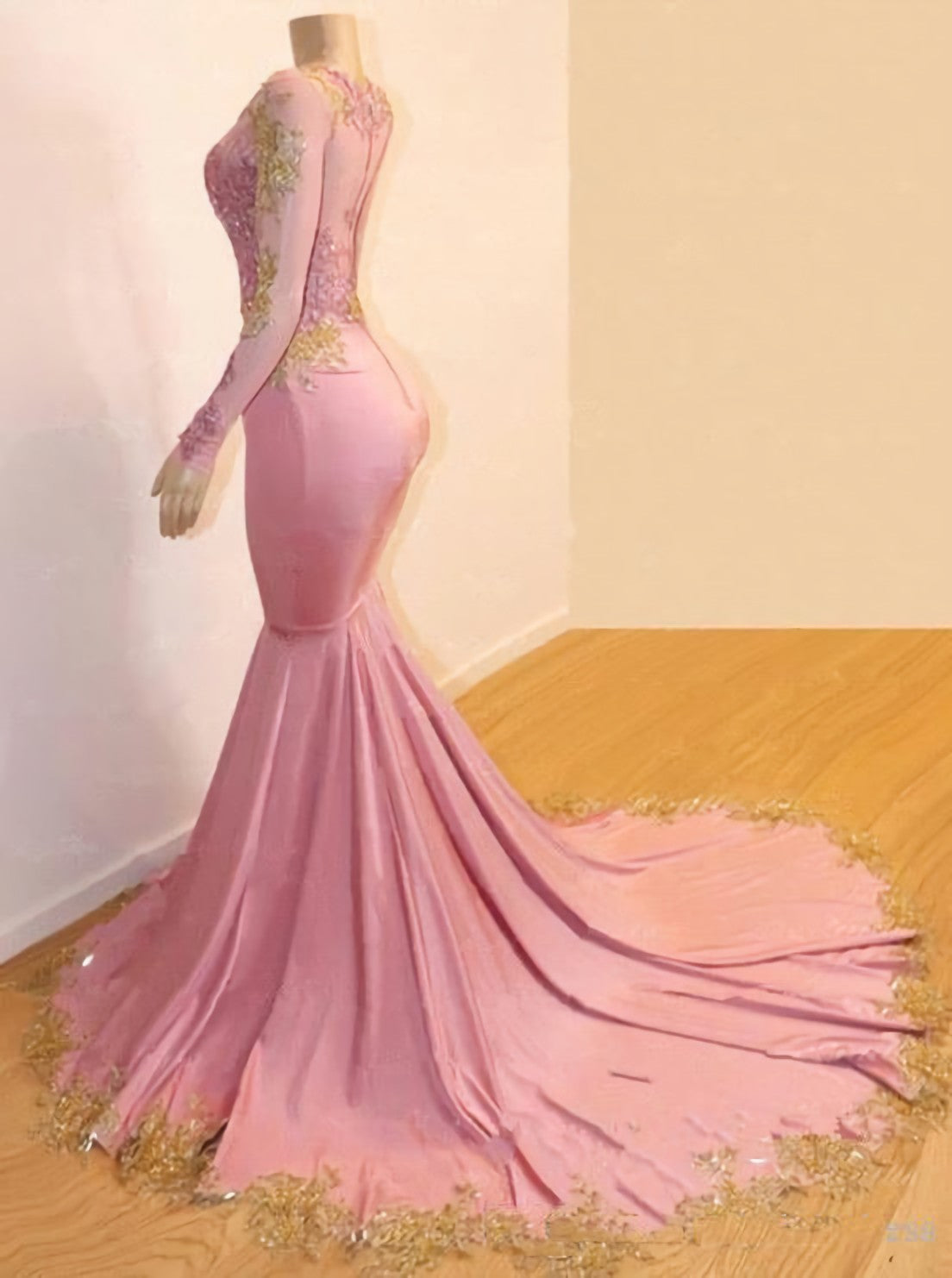 Homecoming Dresses Bodycon, Mermaid Long Sleeves Blushing Pink Sweetheart African American Long Prom Dresses 2024