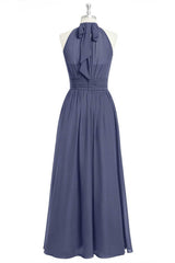 Party Dresses Outfits Ideas, Lavender Chiffon Halter Long Bridesmaid Dress