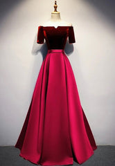 Bridesmaid Dresses Sale, Elegant Velvet Satin Long Prom Dresses, A-Line Evening Dresses