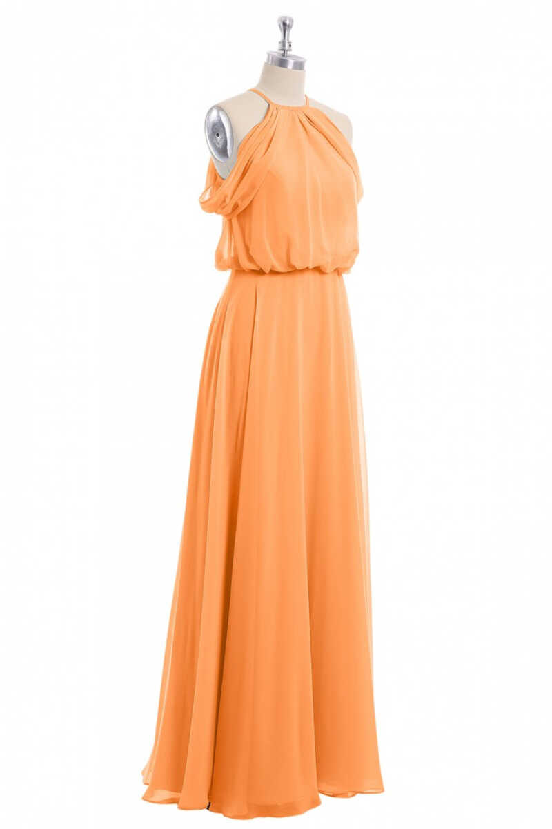 Formal Dress Australia, Sage Green Chiffon Halter Blouson-Style Long Bridesmaid Dress