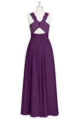 Bridesmaid Dress Dusty Blue, Magenta Chiffon Halter Cutout Back Long Bridesmaid Dress