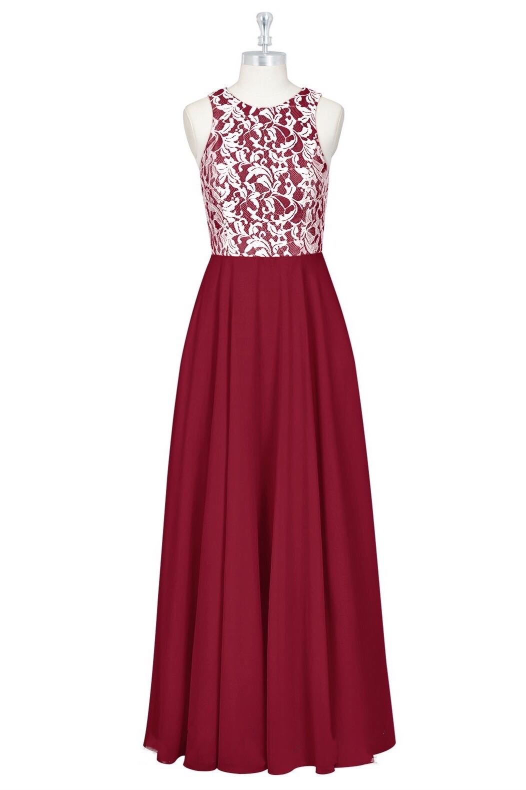 Homecoming Dress 2031, Red Print Sleeveless A-Line Long Bridesmaid Dress