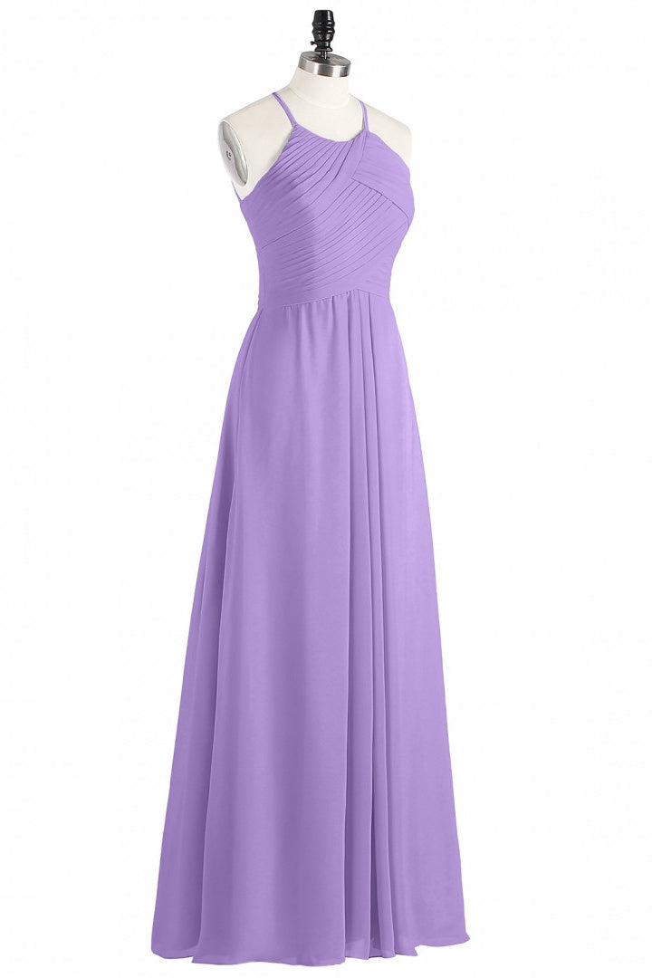 Formal Dress Short, Sage Green Chiffon Halter Backless Long Bridesmaid Dress