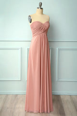 Formall Dresses Short, Elegant Sweetheart Pleated Blush Bridesmaid Dress