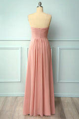 Formal Dresses Fall, Elegant Sweetheart Pleated Blush Bridesmaid Dress