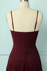 Salad Dress Recipes, Spaghetti Strap High-Low Burgundy Lace Bridesmaid Dress