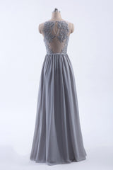 Formal Dresses Long, Silve Chiffon A-line Ruffles Long Bridesmaid Dress