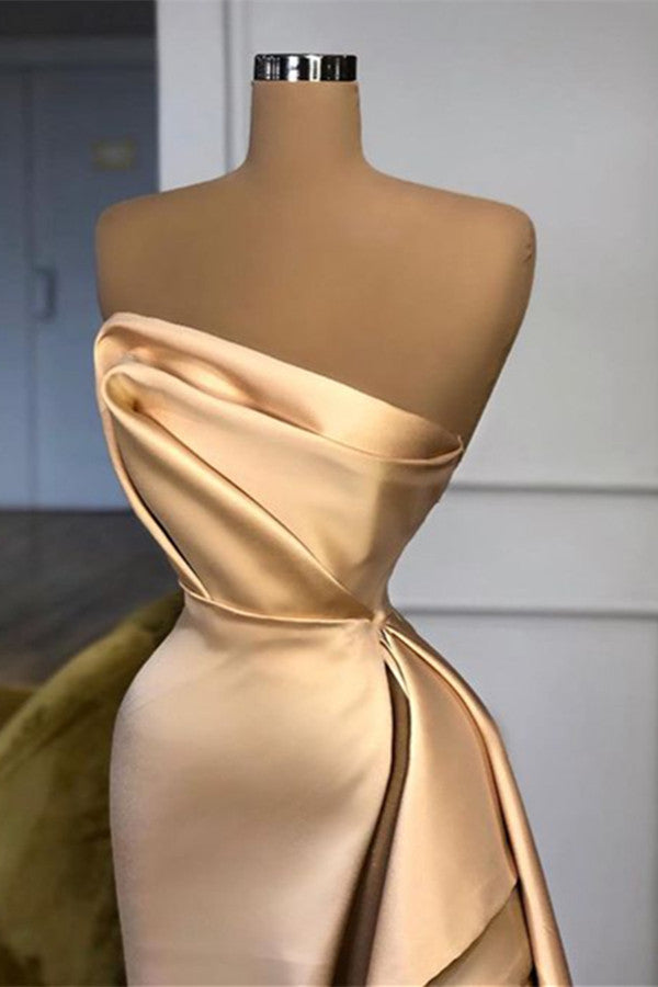 Evenning Dress For Wedding Guest, Designer Long Champagne Prom Dress Side Split Evening Party Gowns