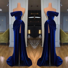 Evening Dress Designer, Off-the-Shoulder Mermaid Long Prom Dress With Split