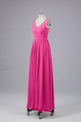 Prom Dresses Inspired, Elegant A-line V Neck Straps Chiffon Bridesmaid Dresses