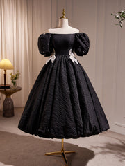 Prom Dress Stores, Elegant Black A-Line Off Shoulder Prom Dress with Beads