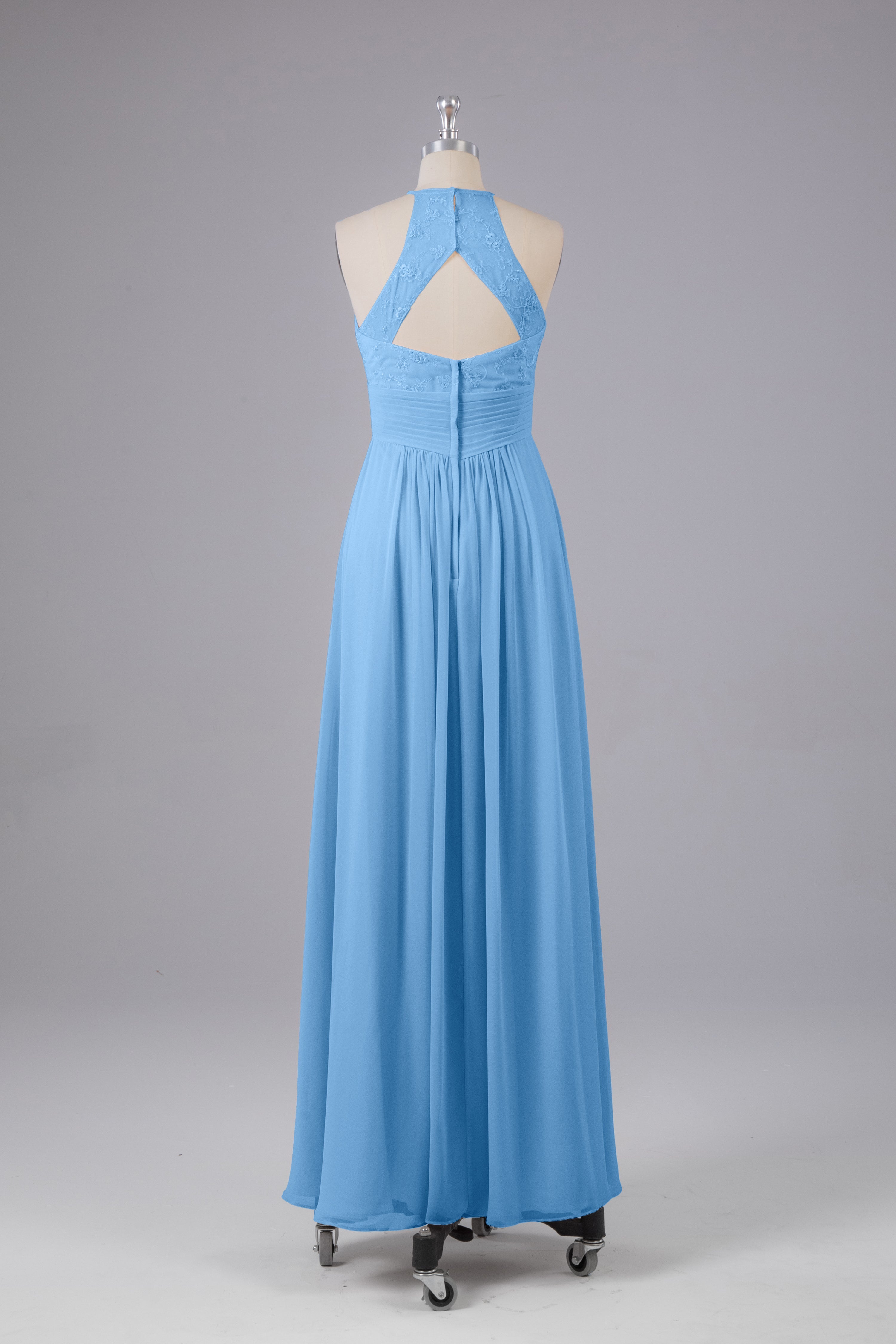 Evening Dress Sale, Elegant Halter Keyhole Chiffon Bridesmaid Dresses