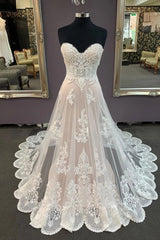 Wedding Dress Classic Elegant, Modest Sweetheart Lace Long Wedding Dresses Beach Wedding Dresses