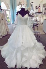 Weddings Dresses Lace Sleeves, Charming Spaghetti Straps Long Ball Gown Lace Up Wedding Dresses