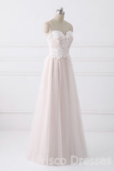 Wedding Dresses Beautiful, Girly Spaghetti Straps Long A-line Floor Length Wedding Dresses