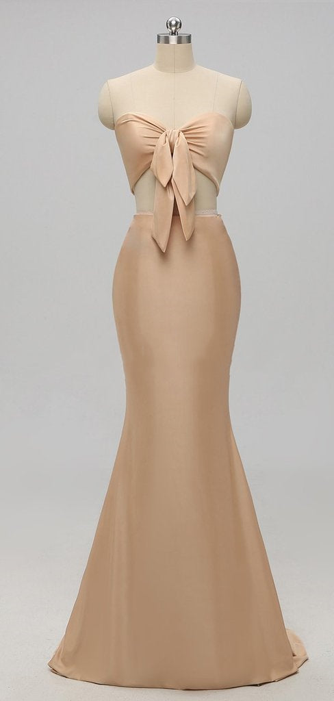 Homecoming Dresses Pretty, Elegant A-Line Sexy V Neck Gold Long Modest Side-Slit Bridesmaid Dress