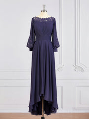 Bridesmaid Dress Websites, A-Line/Princess Bateau Asymmetrical Chiffon Mother of the Bride Dresses