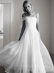 Wedding Dresses Long, A-Line/Princess One-Shoulder Court Train Organza Wedding Dresses