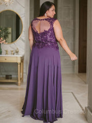 Formal Dresses Ballgown, A-Line/Princess Scoop Floor-Length Chiffon Mother of the Bride Dresses With Appliques Lace