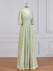 Bridesmaids Dress Shopping, A-Line/Princess V-neck Floor-Length Chiffon Mother of the Bride Dresses