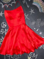 Prom Dress Cute, A Line Short Red Prom Dresses, Short Red Formal Homecoming Dresses