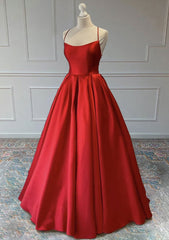 Party Dresses On Sale, A-line Sleeveless Square Neckline Long/Floor-Length Satin Prom Dress