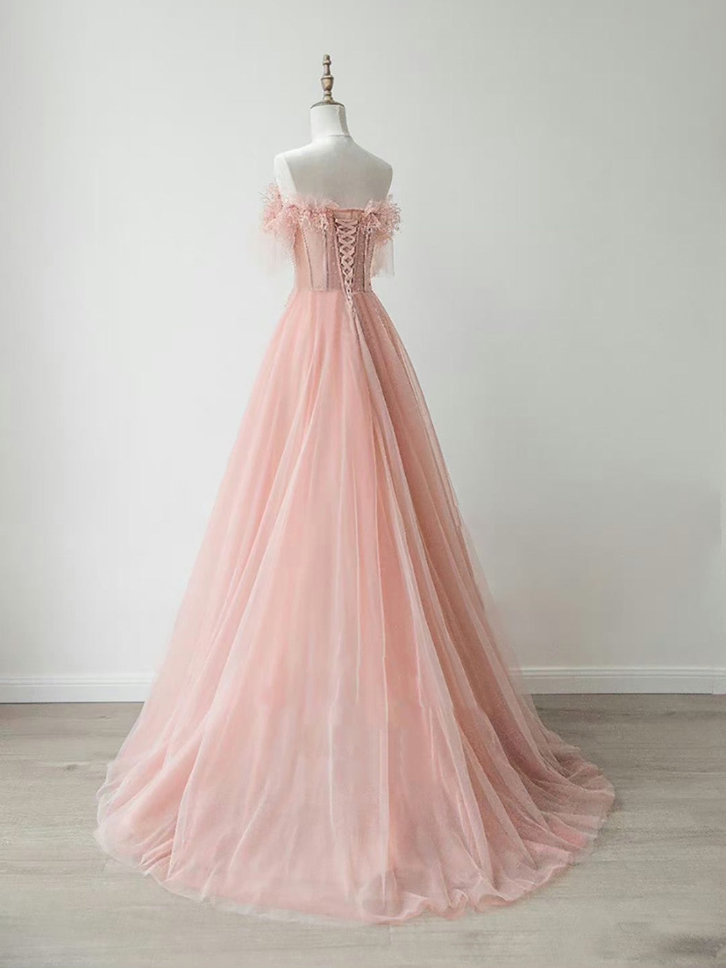 Formal Dresses Size 17, A-Line Sweetheart Neck Tulle Lace Pink Long Prom Dress, Pink Formal Dress