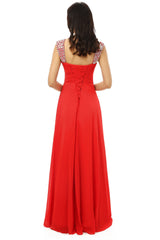 Homecoming Dress Classy, A-line V Neck Chiffon Long Red Prom Dresses