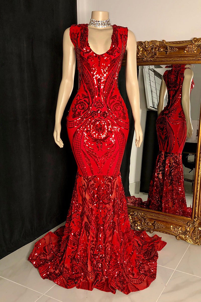 Amazing Sequins Mermaid Prom Dresses Sleeveless V-Neck Online