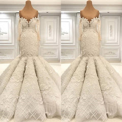 Wedding Dress Beach, Beautiful Ivory Mermaid Sweetheart Lace Bridal Gowns for Wedding