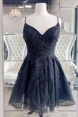 Bridesmaids Dress Affordable, Black V Neck Backless Lace Short Prom Dresses, Backless Black Lace Homecoming Dresses, Black Lace Formal Evening Dresses