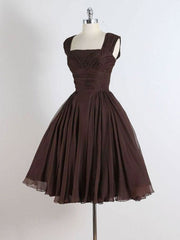 Evening Dress For Wedding, Brown A-Line Short Prom Dresses, Brown Short Formal Dress