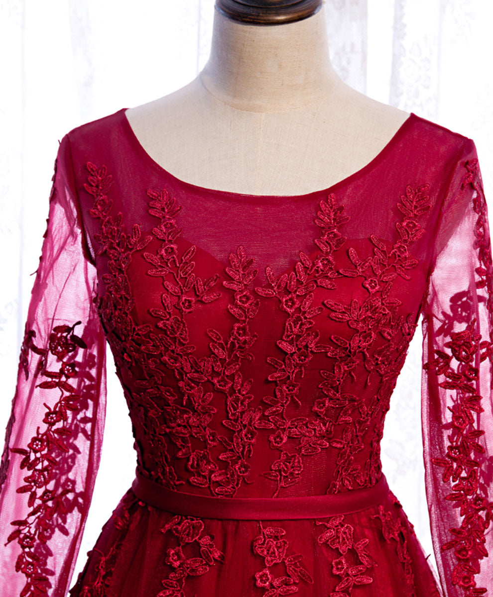 Formal Dress For Wedding Guests, Burgundy Long Prom Dress, Burgundy Formal Bridesmaid Dress