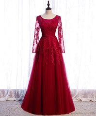 Formal Dresses For Wedding Guest, Burgundy Long Prom Dress, Burgundy Formal Bridesmaid Dress