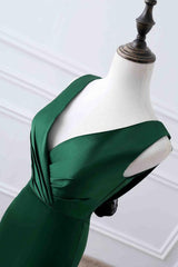 Prom Dress 3 15 Sleeves, Prom Dress, Green Matte Satin V Neck Mermaid Unique Design Evening Dress