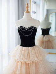 Prom Dresses Prom Dresses, Champagne Sweetheart Neck Tulle Long Prom Dress, Champagne Formal Dresses