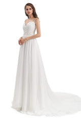 Wedding Dress Styles, Chiffon Lace Spaghetti Straps Beading Wedding Dresses