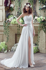 Wedding Dress Bride, Chiffon Sweetheart Neckline A-Line Wedding Dresses With Rhinestones