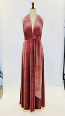 Party Dress Wedding Guest Dress, Dusky Pink Velvet Dress, Infinity Dress, Bridesmaid Dress, Prom Dress, Ball Gown Long Dress, Evening Dress, Convertible Dress, Party Dress