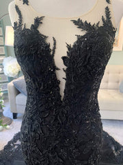 Wedding Dresses Simple, Black Wedding Dress, Gothic Wedding Dress, Mermaid Black Dress, A Line Wedding Dress, Black Lace Wedding Dress, Illusion Back Wedding Dress