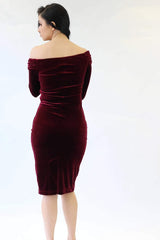 Party Dresses For Christmas, Cocktail Dress, Burgundy Velvet Dress, Midi Dress, Evening Dress, Party Dress, Mid Length Dress