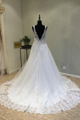 Wedding Dress Bridesmaid, Delicate V Neck With Lace Appliques Wedding Dresses