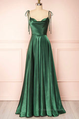 Homecoming Dresses 47 Year Old, Elegant Backless Green Satin Long Prom Dresses, Backless Green Formal Graduation Evening Dress