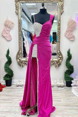 Homecoming Dresses Simpl, Chic Fuchsia Beaded Long Porm Dress