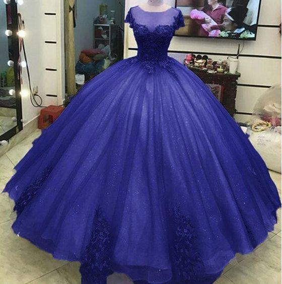 Prom Dresses Sleeve, Ball Gown Princess Prom Dresses, Lace Appliqued Victorian Formal Gowns For Masquerade Ball