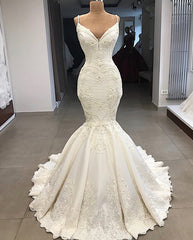 Wedding Dresses Outfits, Glamorous Mermaid Sleeveless Lace Wedding Dress Overskit